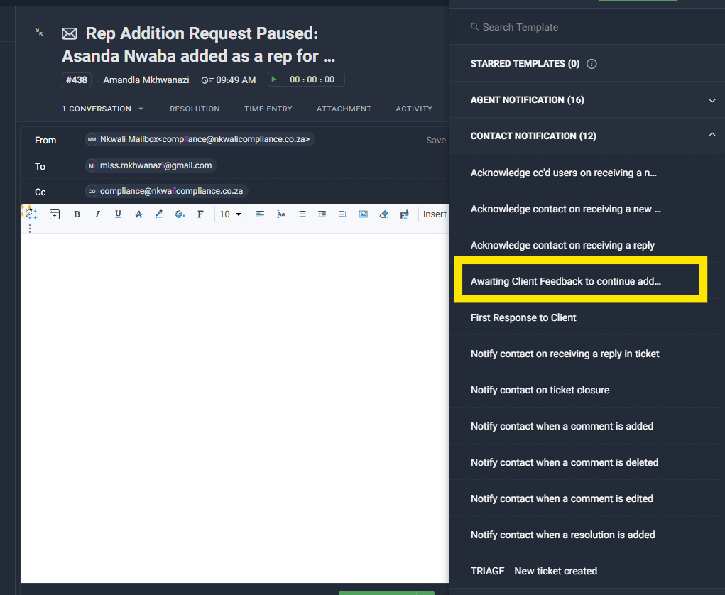 Screenshot 8 — Ticket closed / resolved confirmation