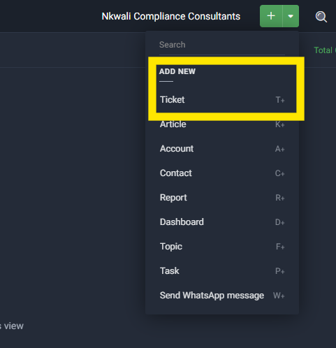 Screenshot 3 — Zoho Desk ticket creation fields
